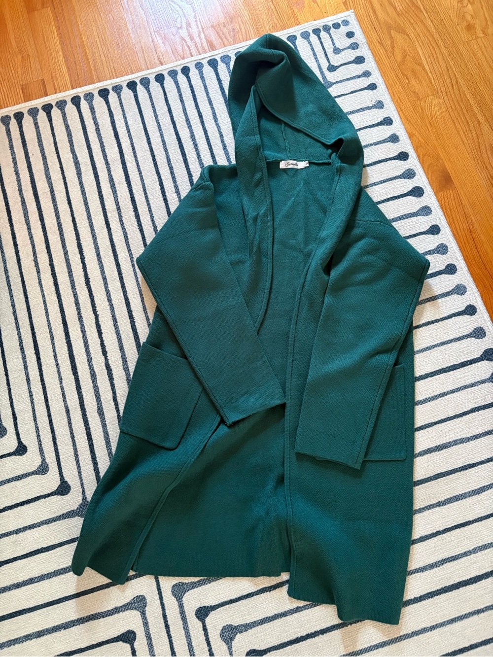 Forest Green Hooded Open Cardigan